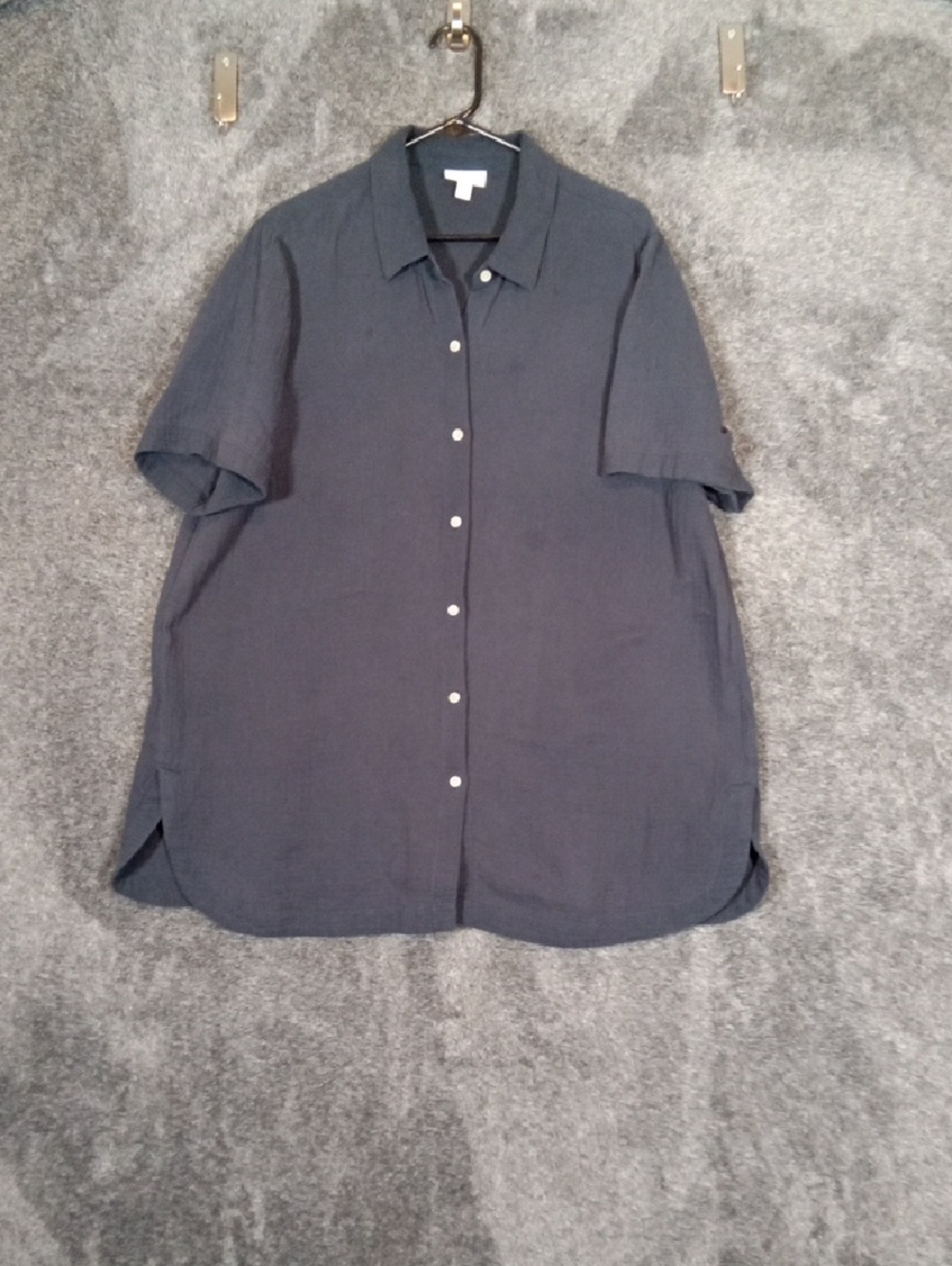 J Jill Cotton Button Up Womens Blouse Vacation Textured (Flawed) Sz Xl Tall